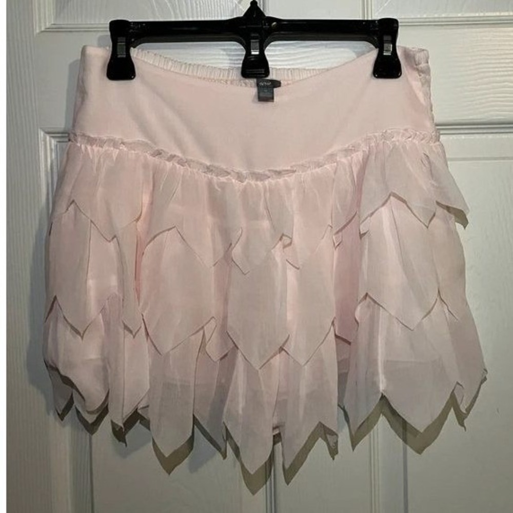 Aerie Light Pink Chiffon Ruffle Wrap Mini Skirt, Layered Fairycore Coquette